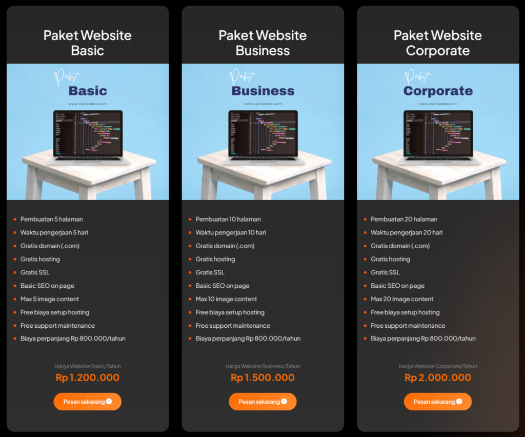 harga jasa pembuatan website
