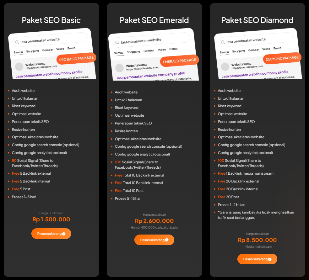 harga jasa seo website
